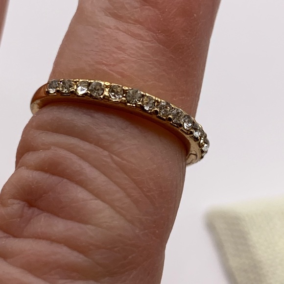 Jewelry - Delicate Gold Tone Eternity Band Ring - Clear Rhinestone Crystals Size 5